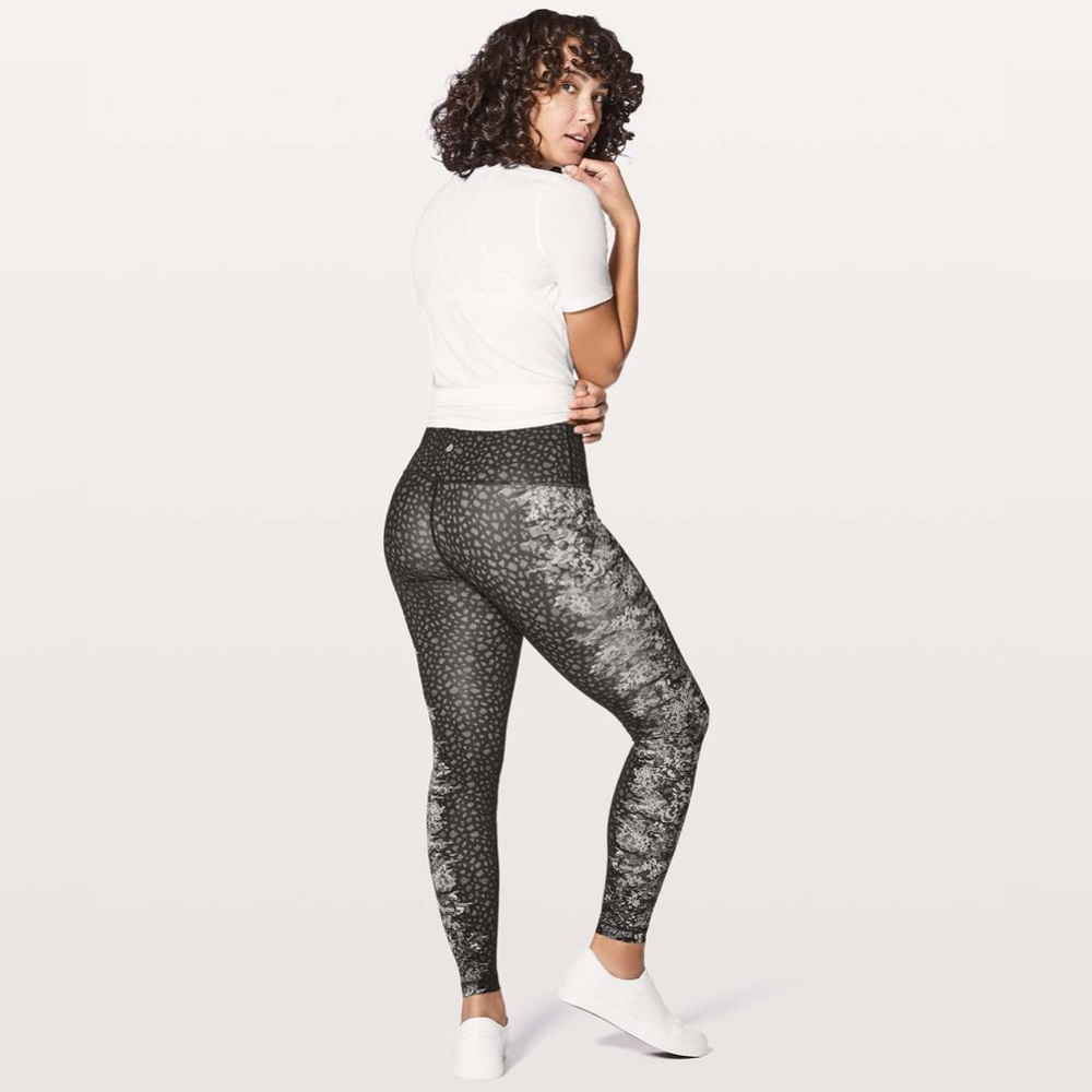 NWOT LULULEMON OVERLACE ICE GREY BLACK WUNDER UNDER HI-RISE TIGHT 28”